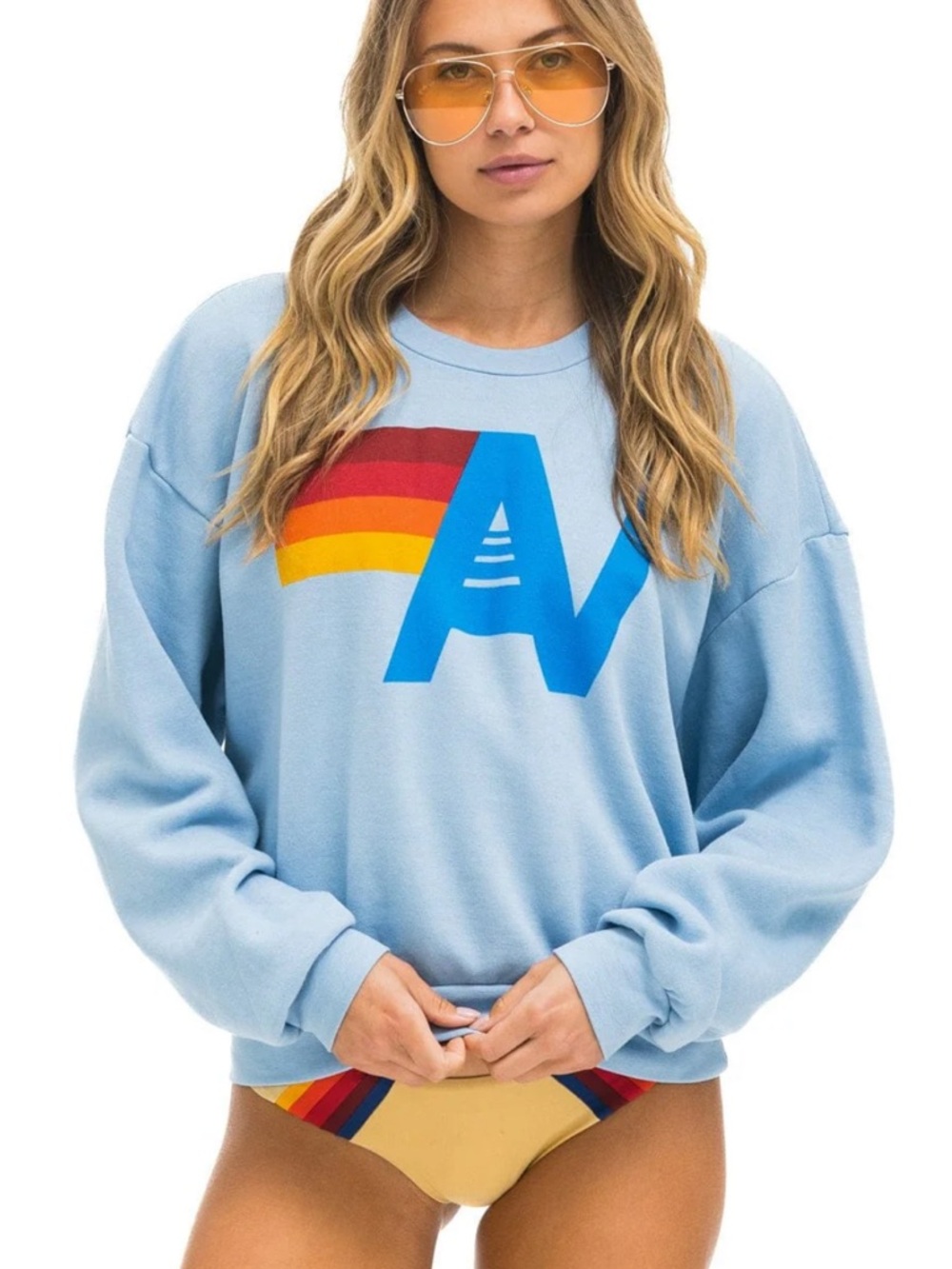 Aviator Nation Logo Relaxed Crew — ice